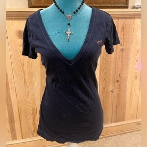 2000s Hollister Deep Blue V-Neck open back Tee